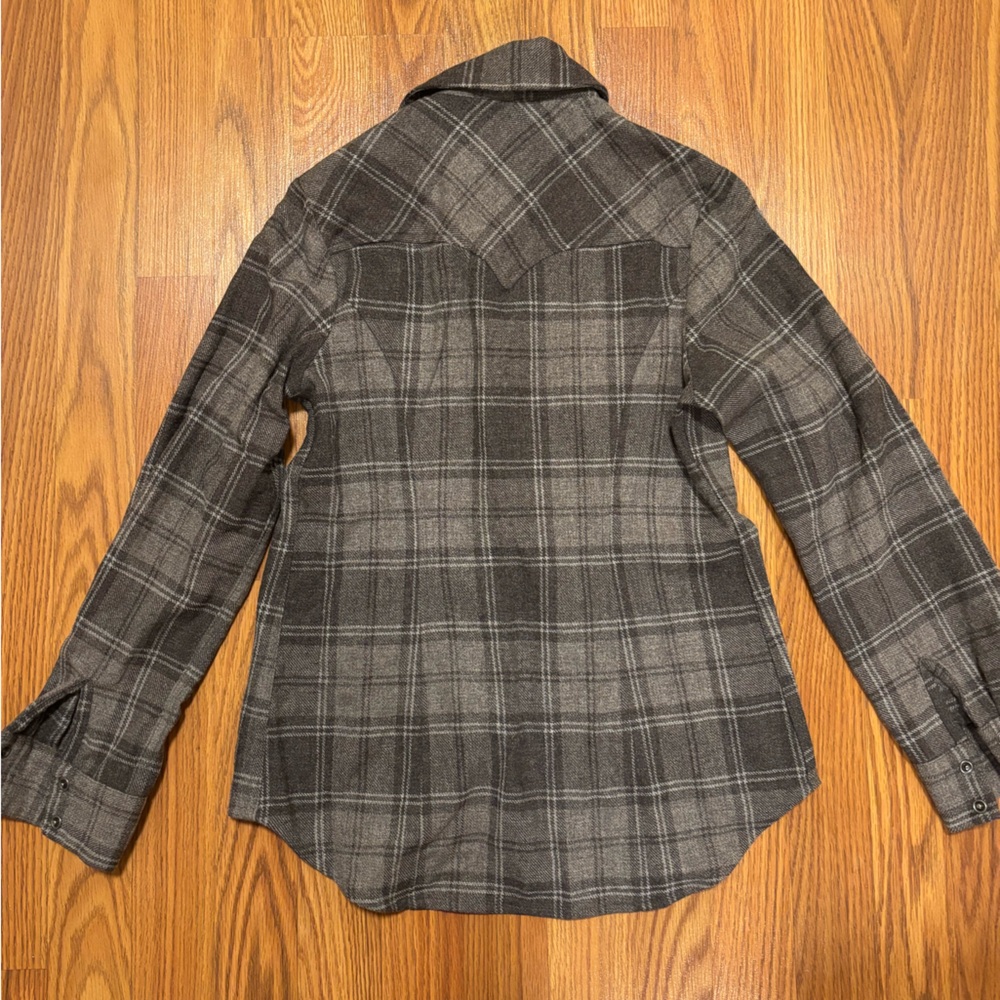 Pendleton Brown and Gray Plaid Wool Shirt Jacket - size S - Picture 8 of 12